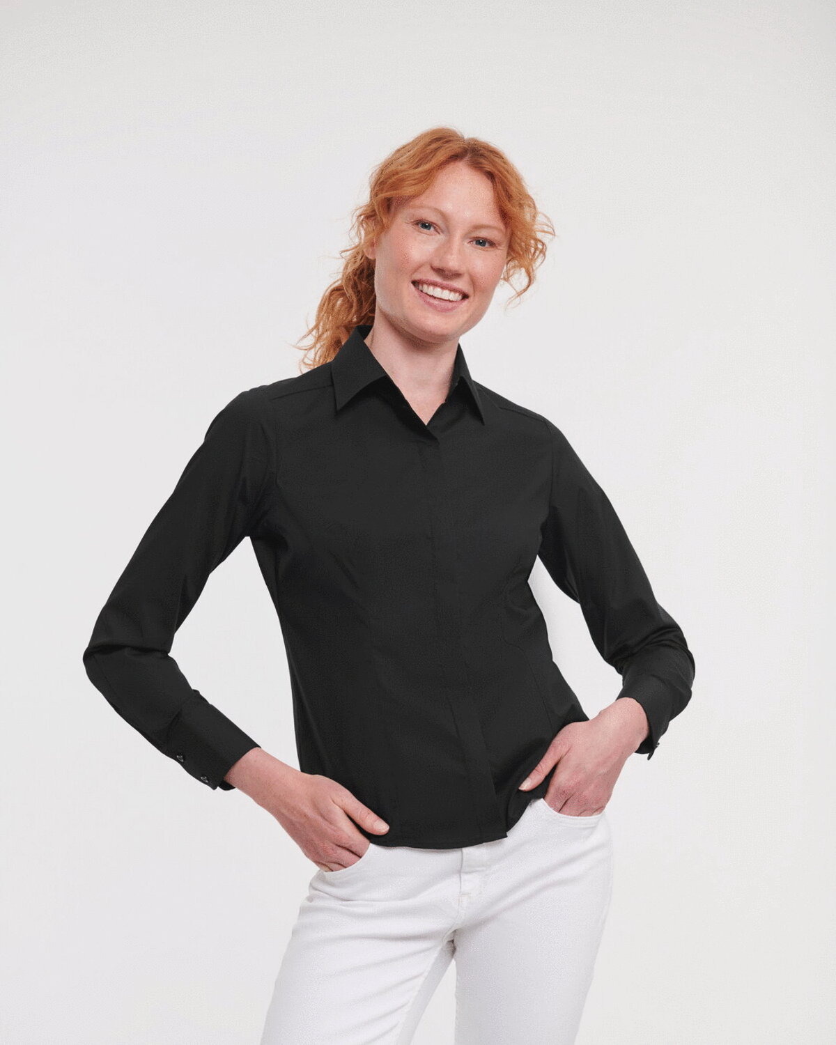 924F-LADIES LONG SLEEVE FITTED POLYCOTTON POPLIN SHIRT