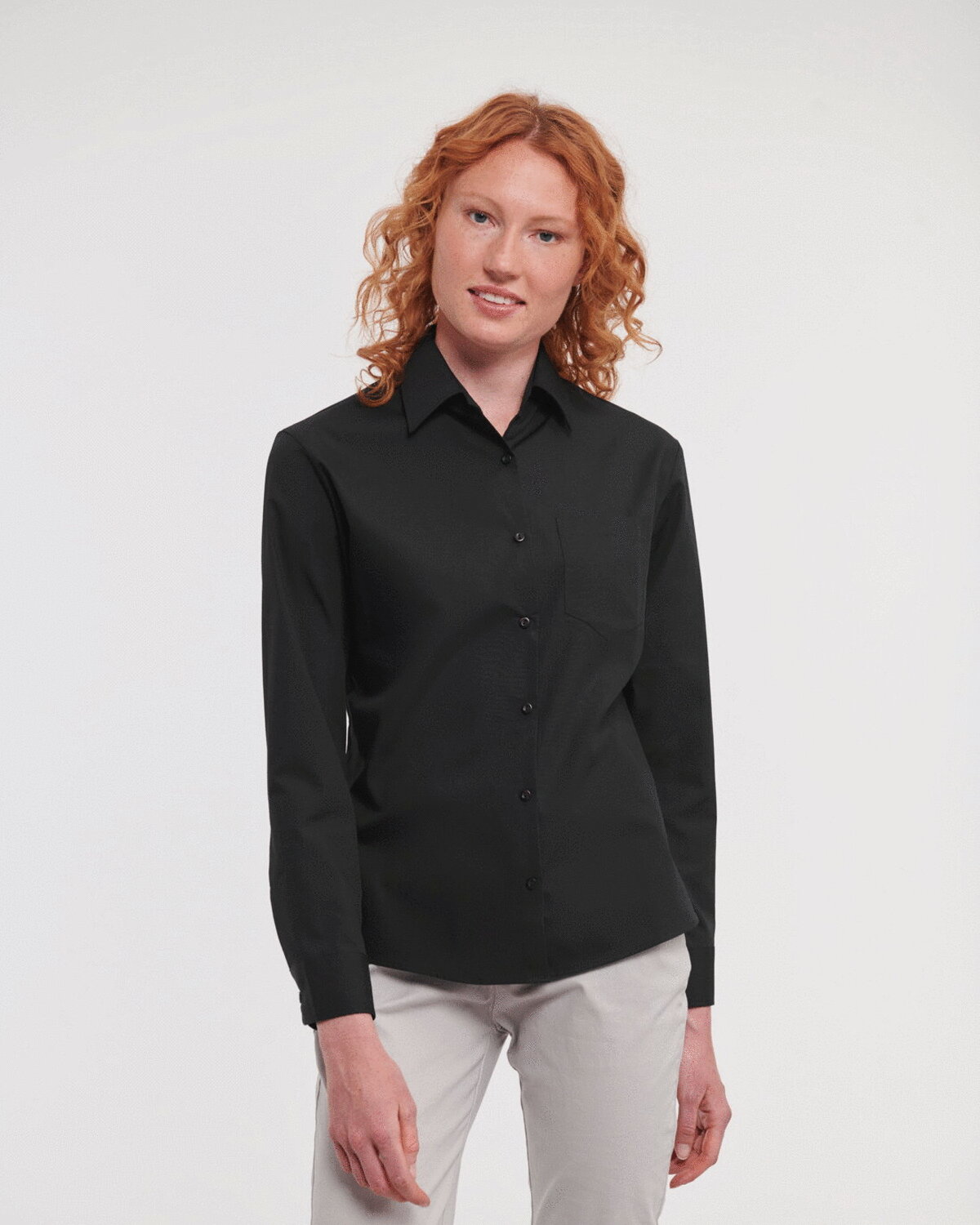 LADIES LONG SLEEVE PURE COTTON POPLIN SHIRT