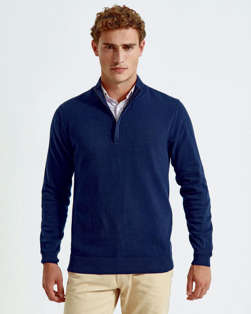 Asquith and Fox MENS COTTON 1/4 ZIP SWEATER
