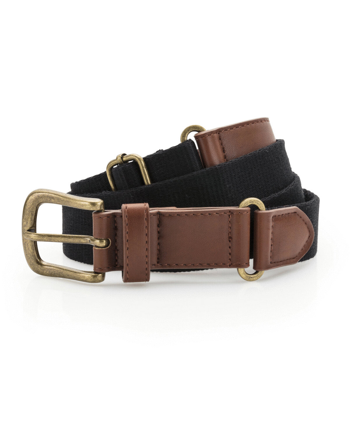 FAUX LEATHER AND CANVAS BELT