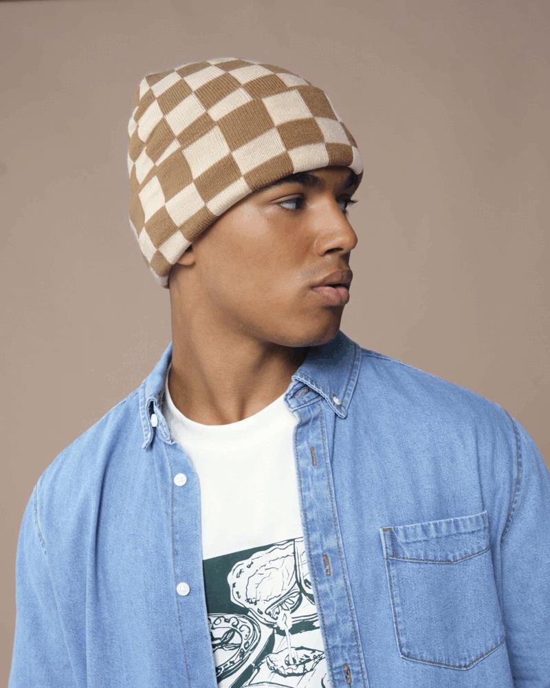 BB531M - CHECKERBOARD BEANIE