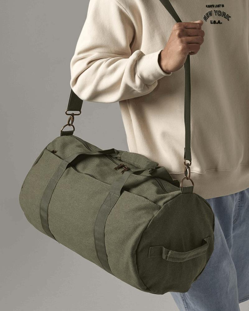 BG655M - VINTAGE CANVAS BARREL BAG