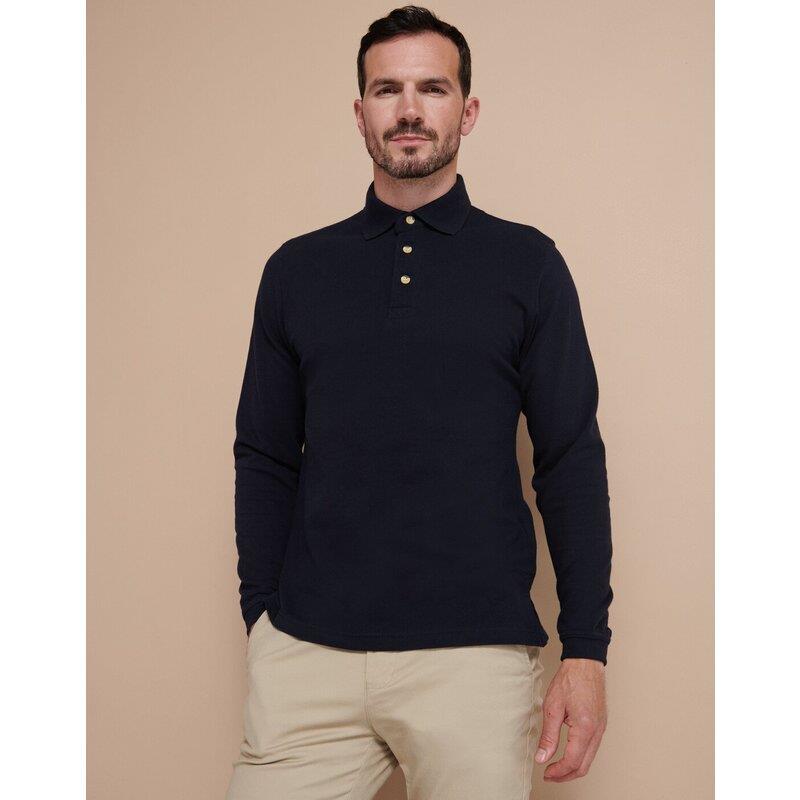 Henbury LONG SLEEVE COTTON POLO SHIRT