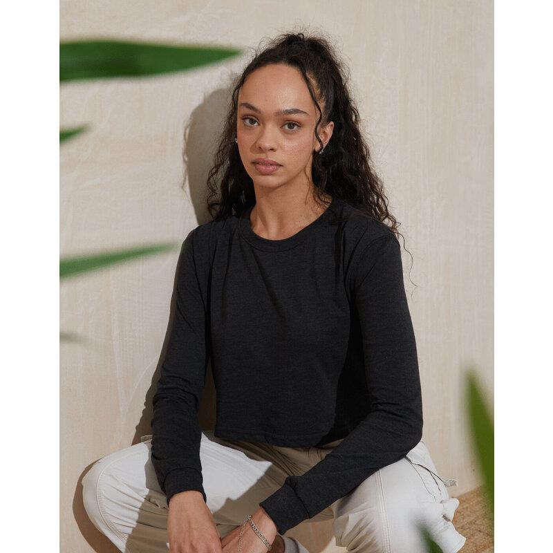Just Tees WOMENS LONG SLEEVE CROPPED T