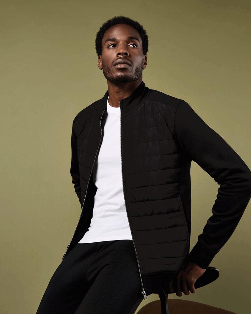 QUILTED FULL ZIP SWEATSHIRT