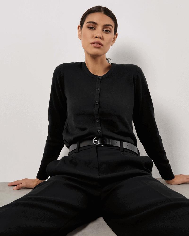 KK355M - LADIES CLASSIC FIT ARUNDEL CREW NECK LONG SLEEVE CARDIGAN