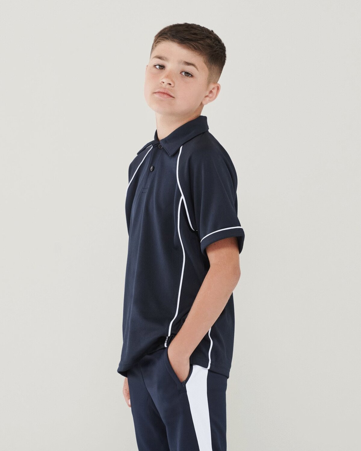LV372B-KIDS PERFORMANCE PIPED POLO