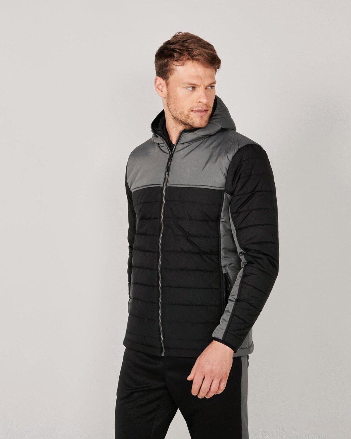 HOODED CONTRAST PADDED JACKET