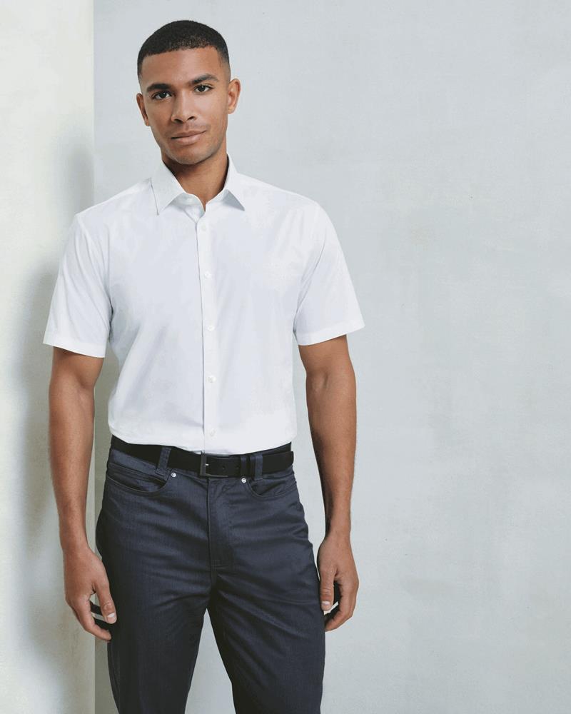 PR246M-MENS STRETCH POPLIN SHORT SLEEVE SHIRT