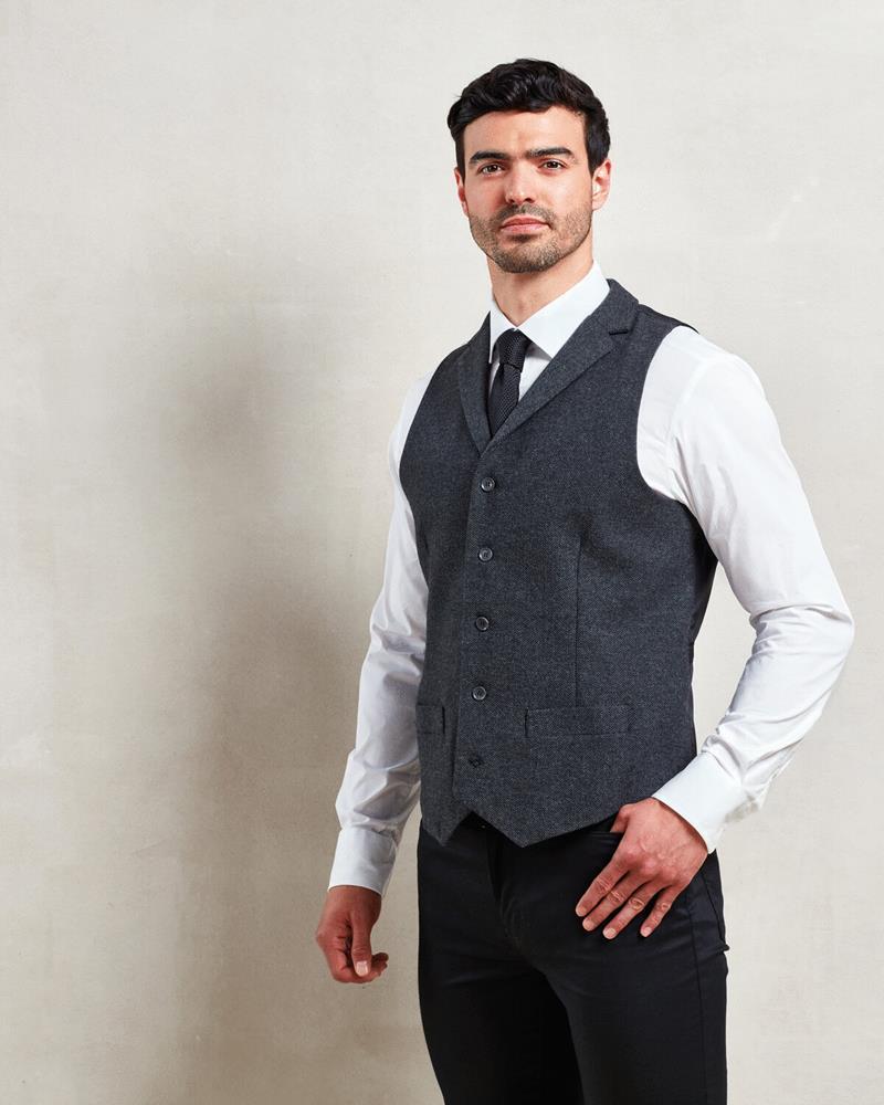 PR625M-MENS HERRINGBONE WAISTCOAT