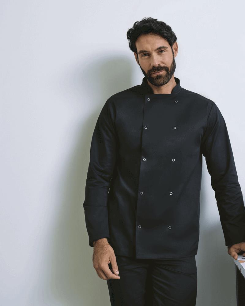 PR665M - STUDDED FRONT LONG SLEEVE CHEF JACKET