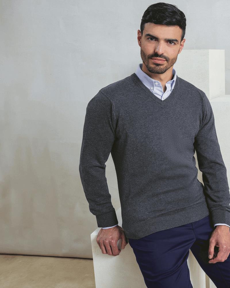 PR694M - MENS V-NECK KNITTED SWEATER