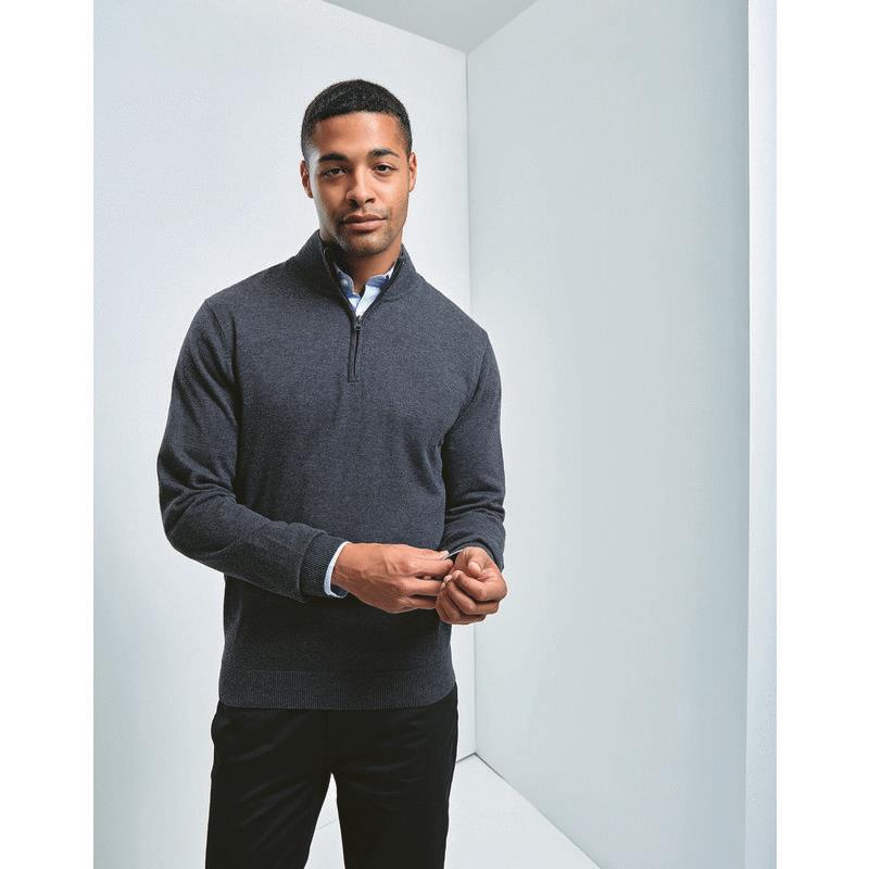 Premier Workwear MENS 1/4 ZIP KNITTED SWEATER