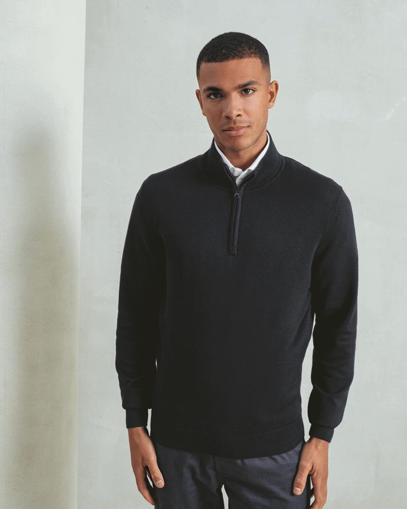PR695M - MENS 1/4 ZIP KNITTED SWEATER