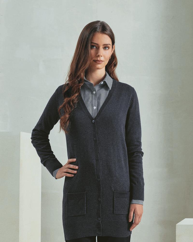 PR698M - LADIES LONG LENGTH KNITTED CARDIGAN