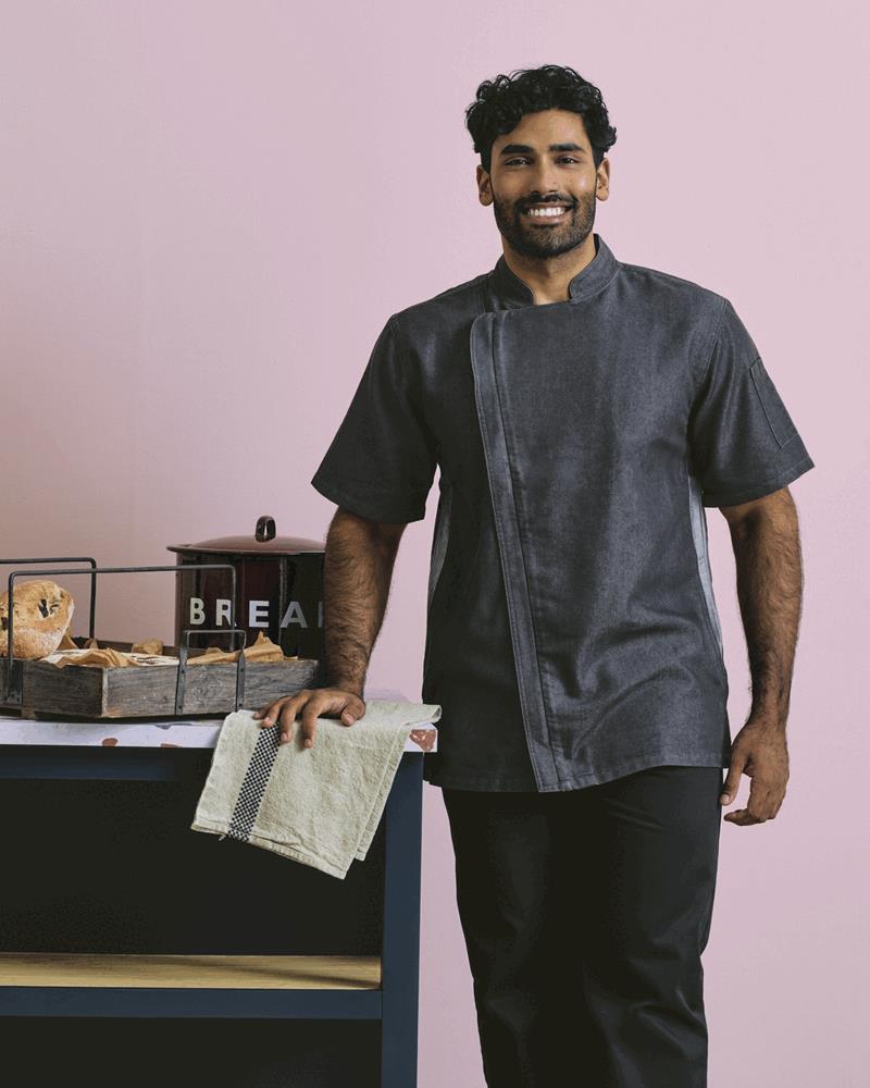 PR906M - CHEFS ZIP CLOSE SHORT SLEEVE JACKET