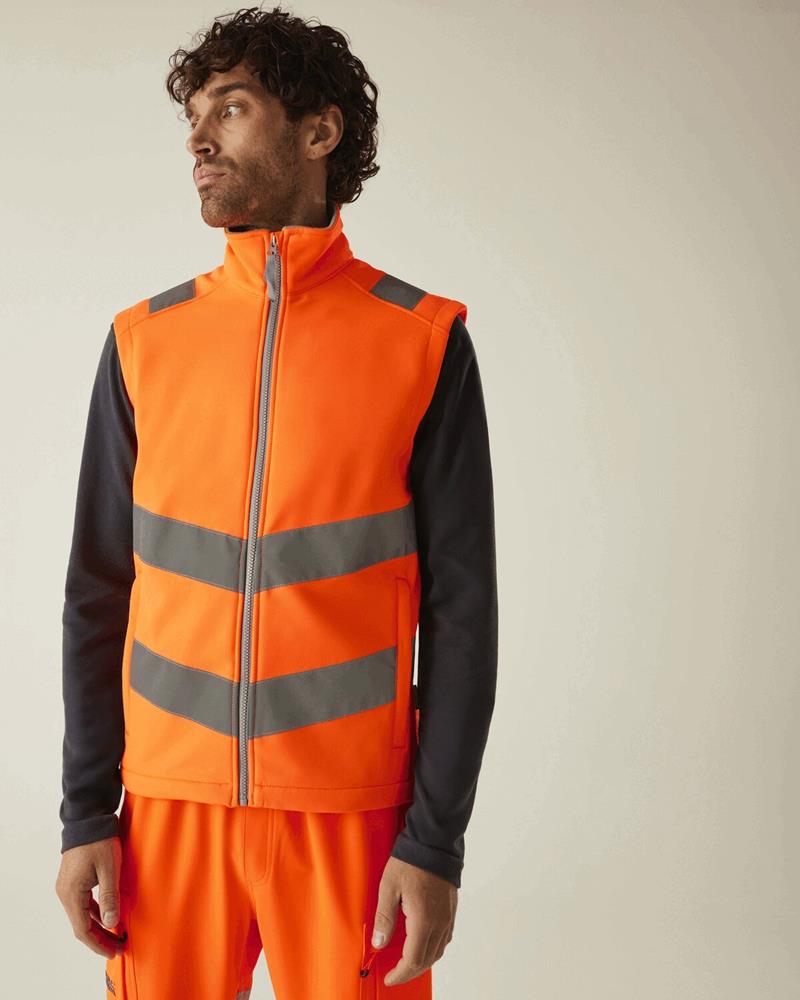 RG266M - HI-VIS PRO CONTRACT ABLAZE SOFTSHELL BODYWARMER
