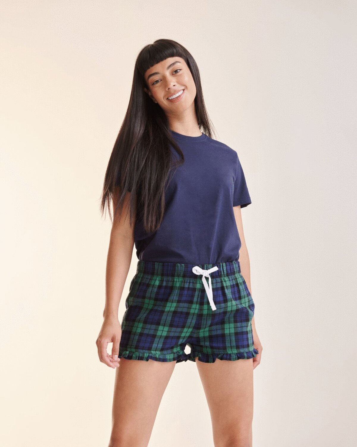 LADIES TARTAN FRILL SHORTS