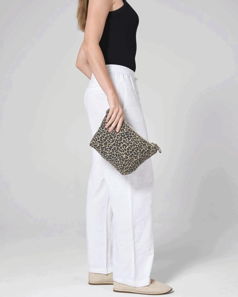 W330M - LEOPARD PRINT CANVAS ACCESSORY BAG