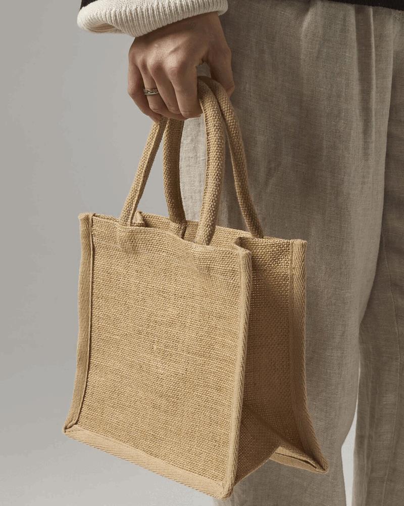 W477M - NATURAL STARCHED JUTE MINI GIFT BAG