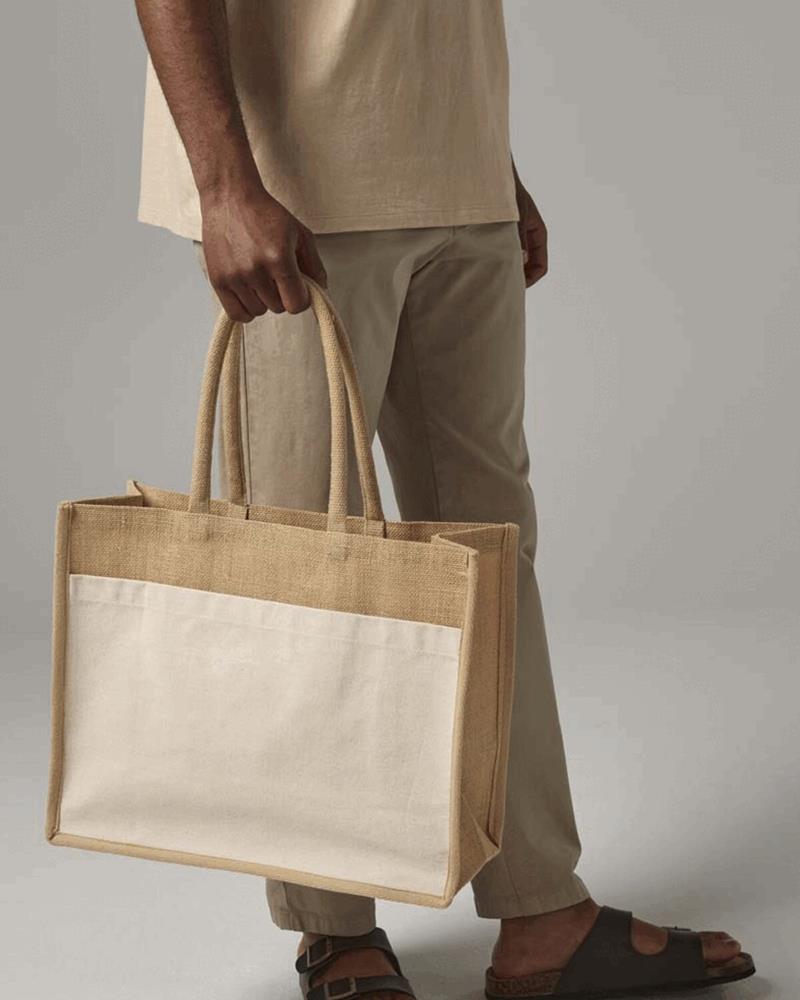W480M - COTTON POCKET NATURAL STARCHED JUTE SHOPPER