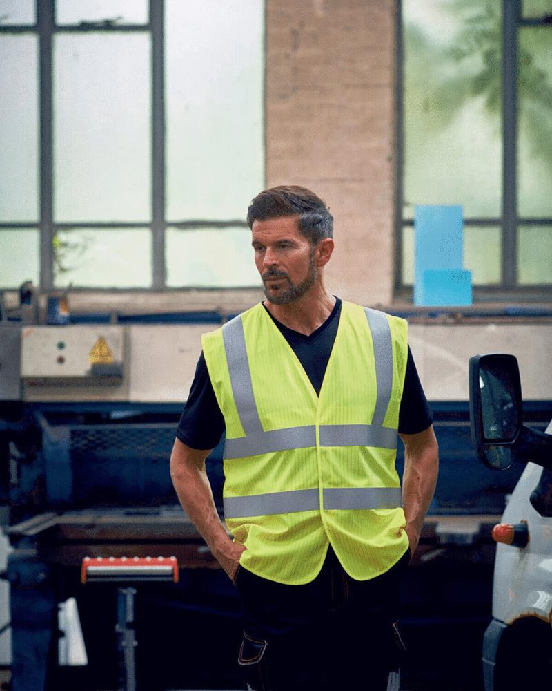 YK074M - HI-VIS ANTI STATIC FLAME RETARDANT SLEEVELESS WAISTCOAT